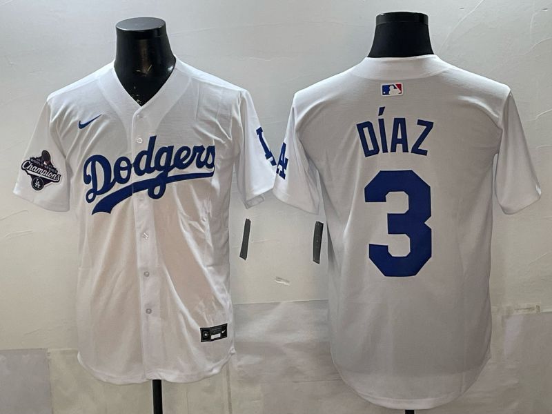 Men Los Angeles Dodgers #3 Diaz White Game 2026 Nike MLB Jersey style 012->los angeles dodgers->MLB Jersey